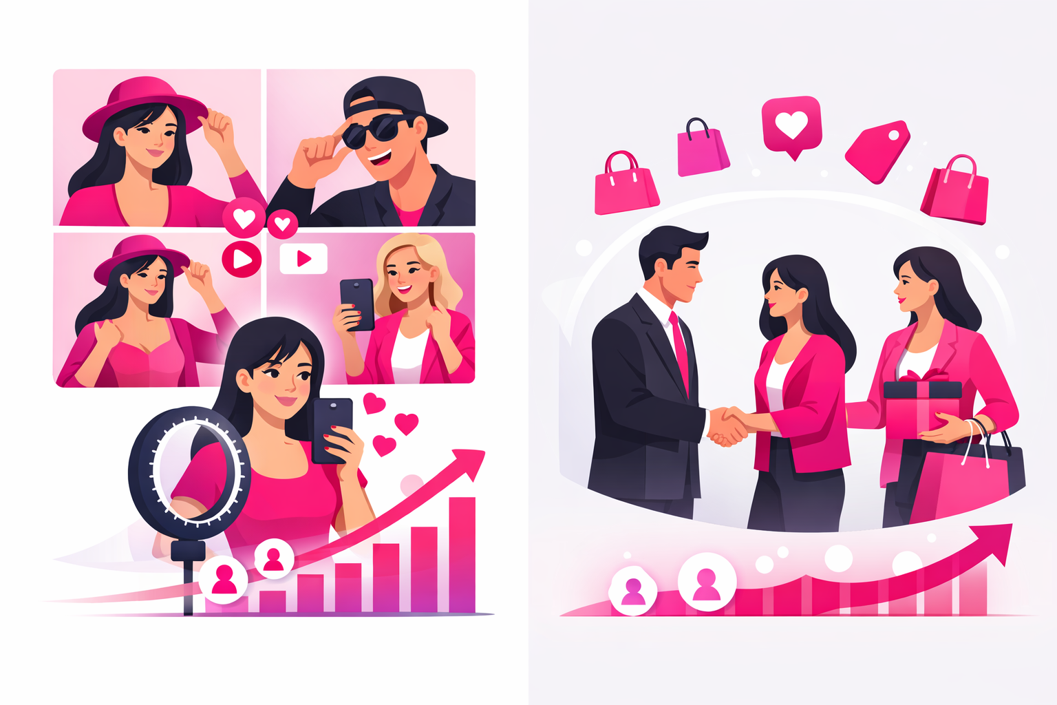 Fashion creator collaborating with brands and other creators, showing duet interactions and partnership