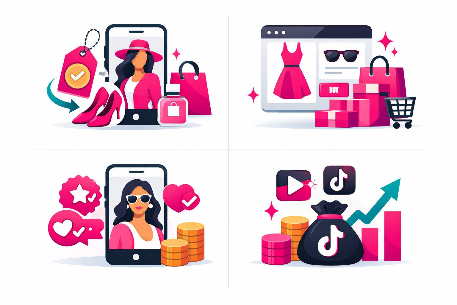 Multiple TikTok monetization streams for fashion creators including affiliate links and TikTok Shop