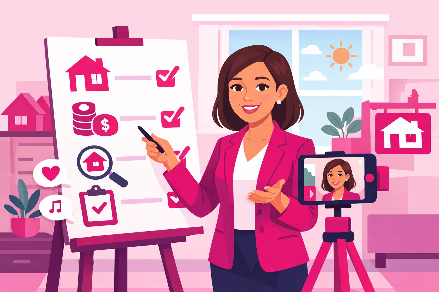 Real estate agent creating educational TikTok content
