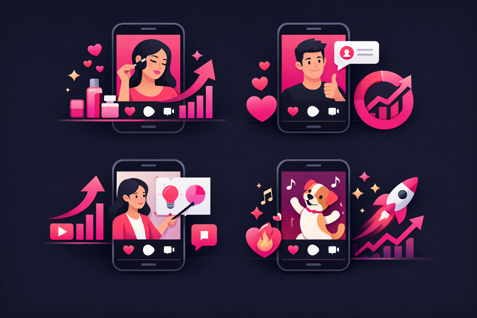 Grid showing different TikTok content formats for personal trainers