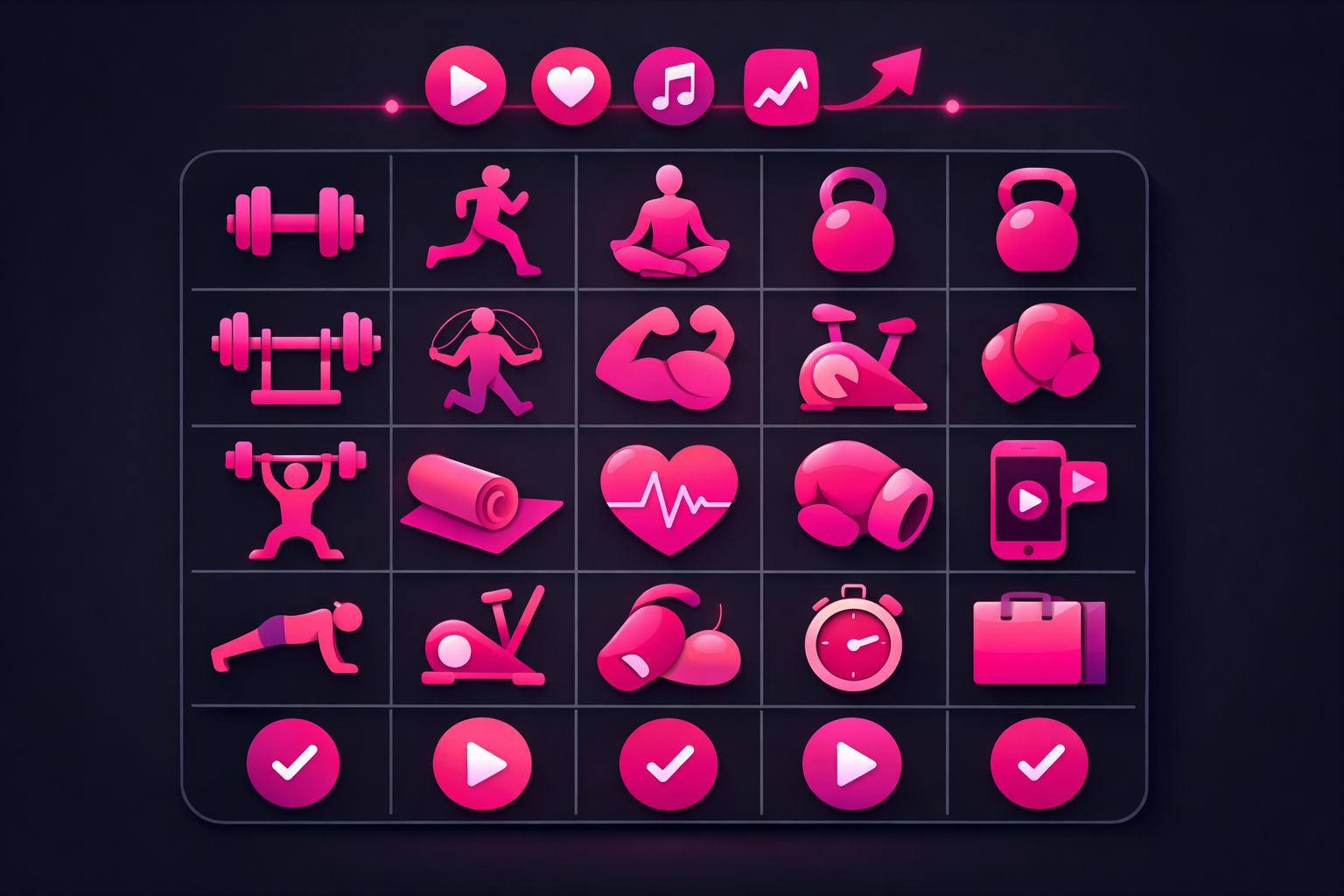 Fitness content calendar showing workout types and posting schedule