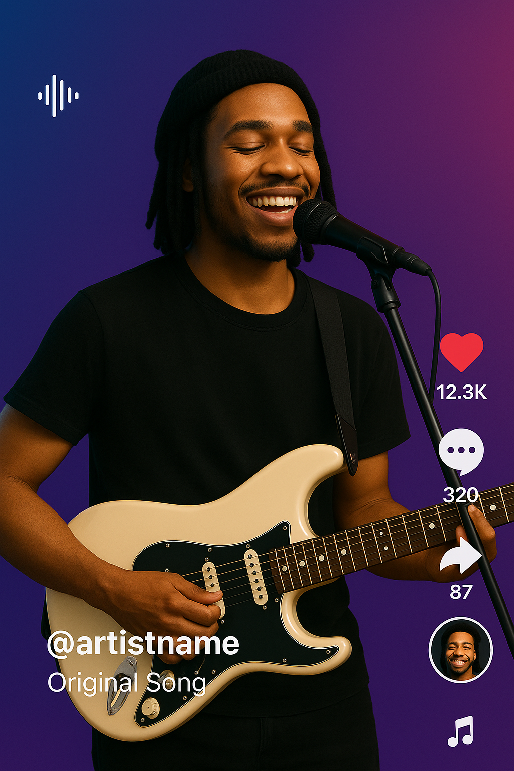 Musician performing on TikTok with 12.3K likes